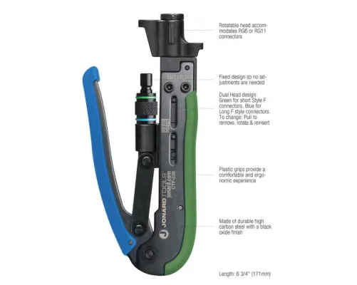 Jonard - CTF-230 - Dual Compression Tool - Short and Long Style F Connectors