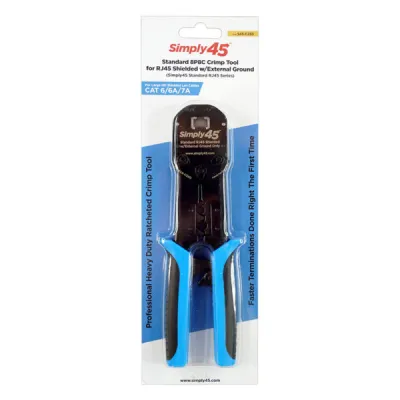 Simply 45 - S45-C250 - Universal (most brands) Standard RJ45 Crimp Tool- Shielded RJ45 Mod Plugs - 1 Ea./Blister