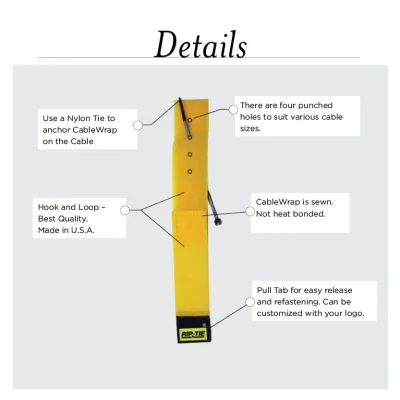 Rip-Tie - H-06-WO - One Inch Wide Original CableWrap with Write-On Pull Tab 1″ x 6