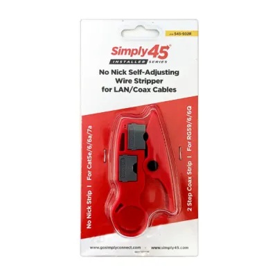 Simply 45 - S45-S02R - Installer Series No Nick Wire Stripper for Cat5e/6/6a and coaxial cables RG59/6/6Q - 1EA/Blister