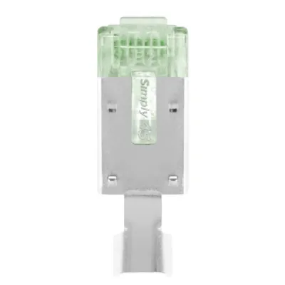 Simply 45 - S45-1650P - PROSeries Pass Through 1 Piece Shielded External Ground Green Tint - Cat6 STP with Cap45 - 50pc Jar