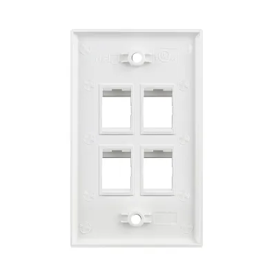 Simply 45 - S45-3204W-25 - 4 Port White Keystone Wall Plate, Standard, Single Gang, UL - 1EA/Bag, 25/Pack