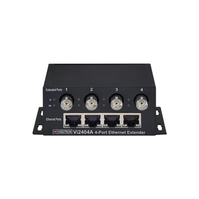 Vigitron - Vi2404A - 4-Port MaxiiCopper™ Ethernet Extender over Coax, af/at 37W PoE, Requires 12VDC @ 3A PS, suggested Vi0014