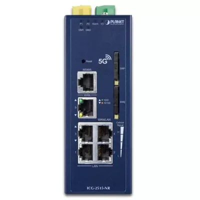 Planet - ICG-2515-NR - Industrial 5G NR Cellular Gateway with 5-Port 10/100/1000T