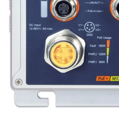 Planet - ISW-808PT-M12 - Industrial IP67 8-Port 10/100TX M12 802.3at PoE+ Switch