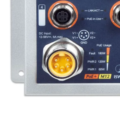 Planet - ISW-808PT-M12A - Industrial 8-Port 10/100TX M12 802.3at PoE+ Switch