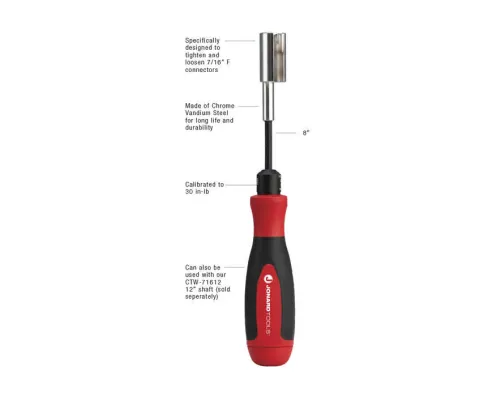 Jonard - CTW-71638 - F Connector Torque Wrench, 30 in-lb, 8"