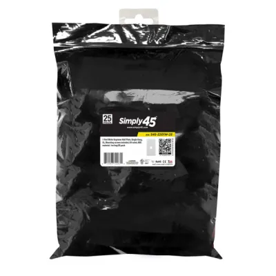 Simply 45 - S45-3201W-25 - 1 Port White Keystone Wall Plate, Standard, Single Gang, UL - 1EA/Bag, 25/Pack