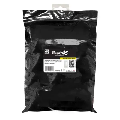 Simply 45 - S45-3204W-25 - 4 Port White Keystone Wall Plate, Standard, Single Gang, UL - 1EA/Bag, 25/Pack