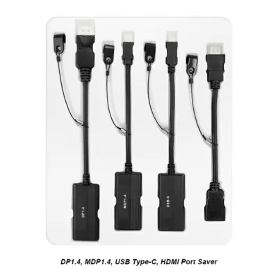 Simply 45 - DO-L001 - SimplyAV 4K Loaded Dongler: DP1.4, MDP1.4, USB Type C, HDMI Port Saver,  Source Harness, Dongler Ring - Boxed