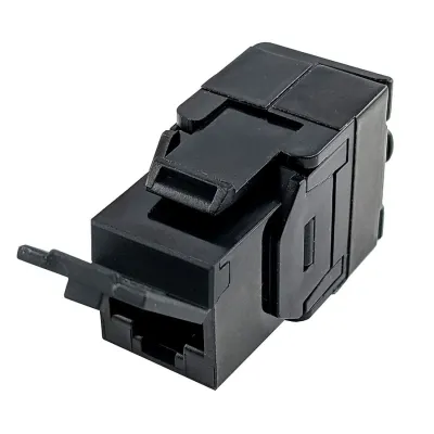 Simply 45 - S45-3500B-25 - Cat5e UTP 180° Black Keystone Jack, Toolless, Dust Cover, w/6-Color Snap-On ID Bars Included. 1ea/Bag, 25/Pack