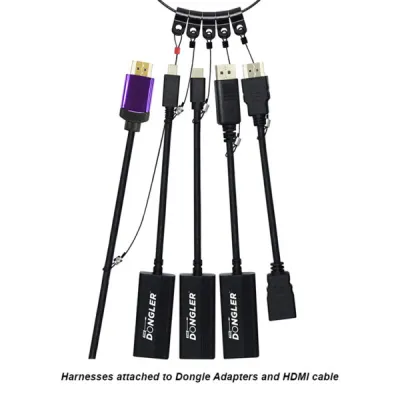 Simply 45 - DO-L001 - SimplyAV 4K Loaded Dongler: DP1.4, MDP1.4, USB Type C, HDMI Port Saver,  Source Harness, Dongler Ring - Boxed