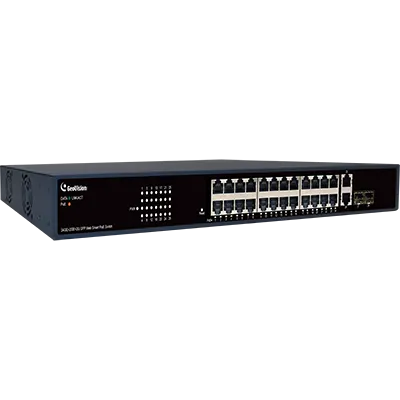 GeoVision - 84-APOE241-C01U - 24-port Gigabit 802.3at+ 2 RJ45 uplink port +2 SFP uplink port Easy Web Smart PoE Switch