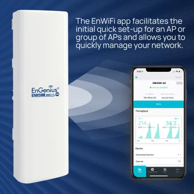 Engenius - ENH500v3 - Wi-Fi 5 Wave 2 Outdoor AC867 5 GHz Point to Point Wireless Bridge