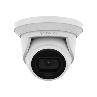 Hanwha - ANE-L7012L - Wisenet A Series White Light turret camera, 4MP @ 30 FPS, 3mm fixed focal lens, WiseStream II, Triple codec (H.265/H.264/MJPEG), 120dB WDR, 24h Color mode, FoV H: 98.3° / V: 54.2°, virtual area (intrusion/enter/exit), virtual Li