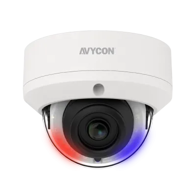 AVYCON - AVC-NDV51F28 - 5MP H.265 Fixed Vandal Dome Network Camera Active Deterrence 24/7 Color