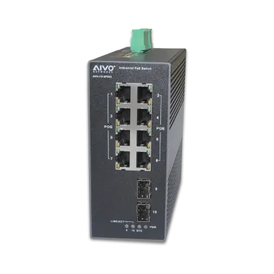 AVYCON - AVN-I10-2P08G - 8 PORT Gigabit Industrial POE Switch with 2 Gigabit SFP Uplink Ports