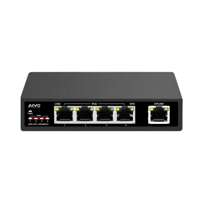 AVYCON - AVN-S05-1P04W65G - 4+1 Port Network Unmanaged Switch with 4 PoE/PoE+ Gigabit Ports with 1 Uplink Port, Total PoE budget of 58W