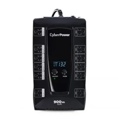 CYBERPOWER - AVRG900LCD - 900VA/480W, Simulated Sine Wave, NEMA 5-15P, 5 ft cord, 12 (6 surge, 6 surge + battery backup), PowerPanel Personal Edition software, 3 year warranty