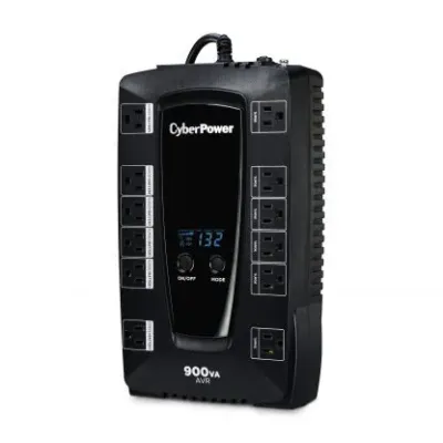 CYBERPOWER - AVRG900LCD - 900VA/480W, Simulated Sine Wave, NEMA 5-15P, 5 ft cord, 12 (6 surge, 6 surge + battery backup), PowerPanel Personal Edition software, 3 year warranty