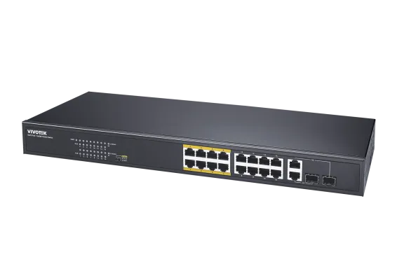 Vivotek - AW-FGT-180F-250 - 16xFE PoE + 2xGbE Combo Unmanaged Switch, 250W