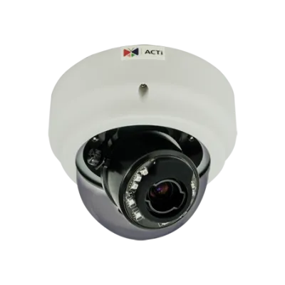 ACTI - B64 - 1.3MP Indoor Zoom Dome with D/N, Adaptive IR, Basic WDR, SLLS, 3x Zoom lens, f3-9mm/F1.2-2.1 (HOV:90.6°-31.8°), DC iris, Auto Focus, H.264, 720p/60fps, DNR, Audio, MicroSDHC/MicroSDXC, PoE/DC12V, IK09, DI/DO