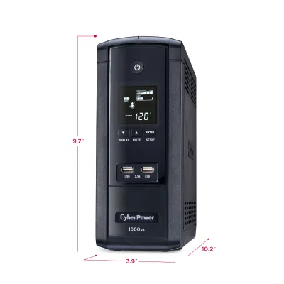 Cyber Power - BRG1000AVRLCD - UPS SYSTEMS Intelligent LCD, 1000VA/600W Line Interactive UPS, Mini-tower, 10 Outlets