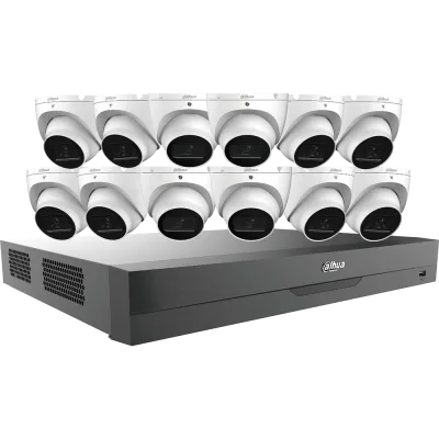 Dahua - C865E124A - HDCVI Kit: 16-CH, 4K Analytics+ Penta-brid DVR + 12x 5MP, Mini Eyeball Cameras