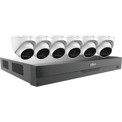 Dahua - C885E62A - HDCVI Kit: 8-CH, 4K Analytics+ Penta-brid DVR + 6x 5MP, Mini Eyeball Cameras