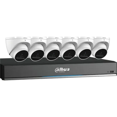 Dahua - C888E64A - HDCVI Kit: 8-CH, 4K Pro Analytics + Penta-brid DVR + 6x 4K, WDR, Mini Eyeball Cameras
