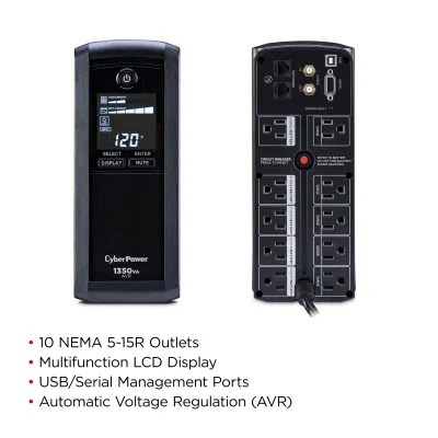 Cyber Power - CP1350AVRLCD - UPS SYSTEMS Intelligent LCD 1350VA/815W Line-Interactive