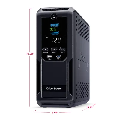 Cyber Power - CP1500AVRLCD3 - UPS SYSTEMS Intelligent LCD, 1500VA/900W Line Interactive UPS, Mini-tower, 12 Outlets