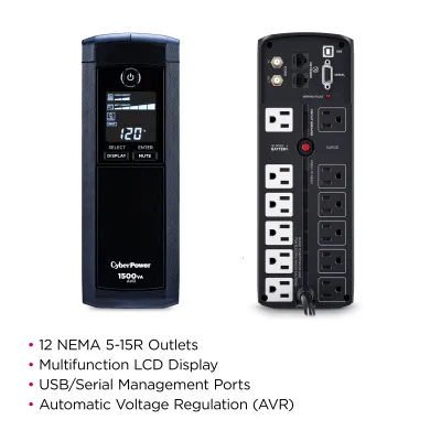 Cyber Power - CP1500AVRLCDTAA - UPS SYSTEMS TAA Compliant UPS 1500VA/900W Line Interactive UPS, Mini-tower