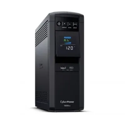 CYBERPOWER - CP1500PFCLCDTAA - 1500VA/1000W, PFC Sine Wave Mini-tower UPS, 12 NEMA 5-15R, NEMA 5-15P, USB, Relay, SNMP, PowerPanel Business Software, 3 Yr Wty, TAA Compliant
