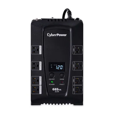 Cyber Power - CP685AVRLCD - UPS SYSTEMS Intelligent LCD, 685VA / 390W UPS with LCD Status Panel, Office Software