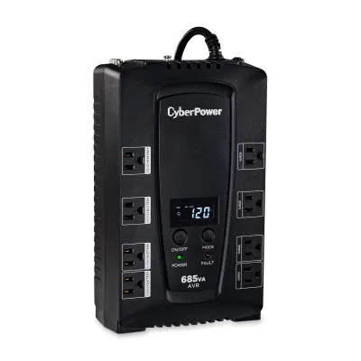 Cyber Power - CP685AVRLCD - UPS SYSTEMS Intelligent LCD, 685VA / 390W UPS with LCD Status Panel, Office Software