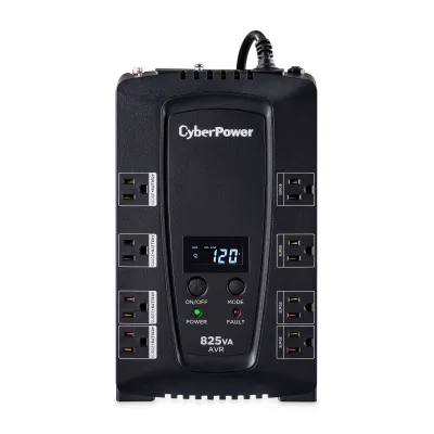 CYBERPOWER - CP825AVRLCD - 825VA/450W LINE INTERACTIVE UPS, 8 x NEMA 5-15R OUTLETS, NEMA 5-15P PLUG W/6FT POWER CORD, AVR, LCD, POWERPANEL PERSONAL SOFTWARE, 3 YR WTY
