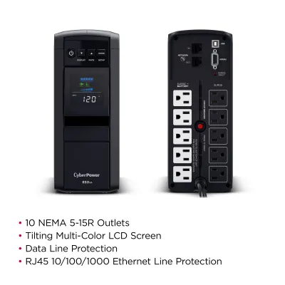 Cyber Power - CP850PFCLCD - UPS SYSTEMS PFC Sinewave, 850VA/510W Line Interactive