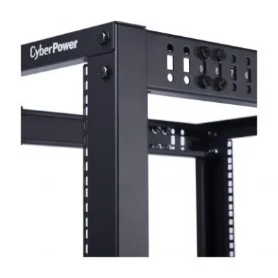 Cyber Power - CR25U40001 - 25U 19" 4-post Open Frame Rack, 600mm Wide, 22"-40" Depth Adjustable, Black, 1323lbs (600kg) Loading Capacity, Ships Knock-down, 5 year Warranty