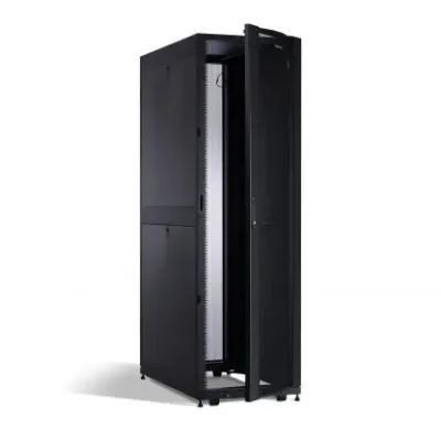 Cyber Power - CR42U11001 - 42U 19" Rack Enclosure, 600mm wide, 1070mm deep, hex perforated metal door, 2 side panels per side, locking doors/side panels, black, with casters, 3000lbs (1365kg) loading capacity, 5 year warranty