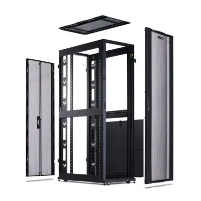 Cyber Power - CR42U11001 - 42U 19" Rack Enclosure, 600mm wide, 1070mm deep, hex perforated metal door, 2 side panels per side, locking doors/side panels, black, with casters, 3000lbs (1365kg) loading capacity, 5 year warranty