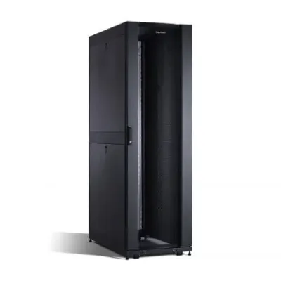 Cyber Power - CR42U11001 - 42U 19" Rack Enclosure, 600mm wide, 1070mm deep, hex perforated metal door, 2 side panels per side, locking doors/side panels, black, with casters, 3000lbs (1365kg) loading capacity, 5 year warranty