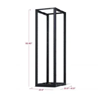 Cyber Power - CR45U40001 - 45U 19" 4-post Open Frame Rack, 600mm wide, 22"-40" depth adjustable, black, 1760lbs (800kg) loading capacity, ships knock-down, 5 year warranty