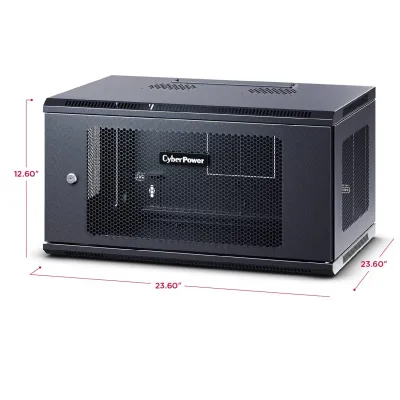 Cyber Power - CR6U61003 - 6U 19" Wall Mount Enclosure, 600mm Wide, 600mm Deep, Hex Perforated Metal Door, Side Panels, Locking Doors/Panels, Black