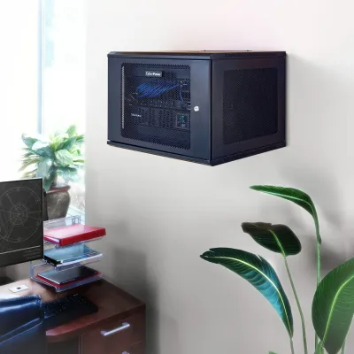 Cyber Power - CR9U61003 - 9U 19" Wall Mount Enclosure, 600mm Wide, 600mm Deep, Hex Perforated Metal Door, Side Panels, Locking Doors/Panels, Black