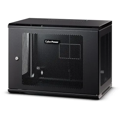 Cyber Power - CR9U61003 - 9U 19" Wall Mount Enclosure, 600mm Wide, 600mm Deep, Hex Perforated Metal Door, Side Panels, Locking Doors/Panels, Black