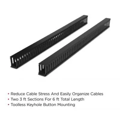 Cyber Power - CRA30001 - Vertical duct Cable Manager with Cover, 6ft (1.8m), 2x 3ft (0.9m) Sections, Toolless Mounting, 5 Year Warranty