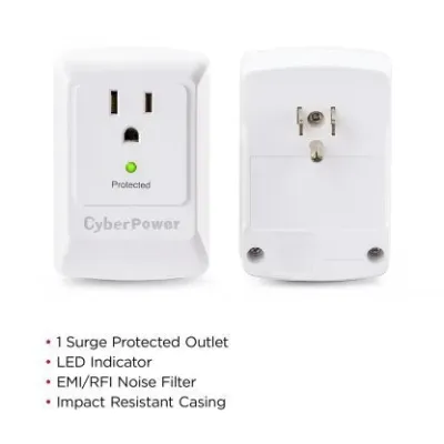 Cyber Power - CSB100W - 900 J, 125 V, NEMA 5-15P plug, 1 NEMA 5-15R, Limited Lifetime Warranty