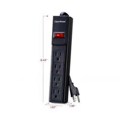 Cyber Power - CSB404 - 600 J, 125 V, NEMA 5-15P plug, 4 NEMA 5-15R, 4 ft Cord, Limited Lifetime Warranty