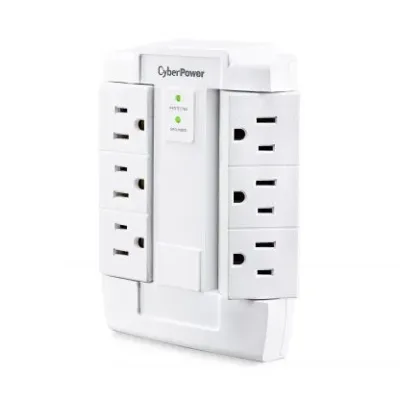 CYBERPOWER - CSB600WS - 900 J, 125 V, NEMA 5-15P plug, 6 NEMA 5-15R, Limited lifetime warranty